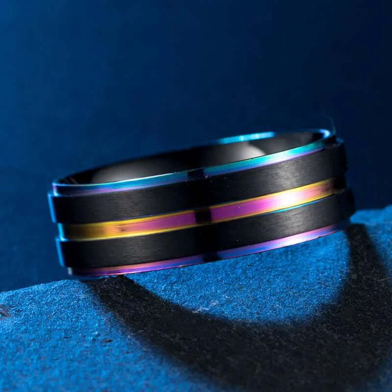 BLACK RAINBOW TUNGSTEN RING
