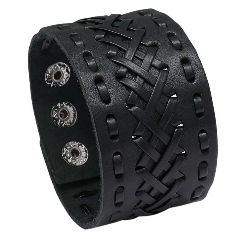 WOVEN LEATHER CUFF BRACELET