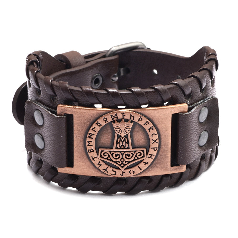 THOR'S HAMMER VIKING LEATHER BRACELET