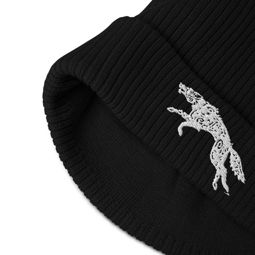 Ribbed Organic Viking Beanie with Fenrir