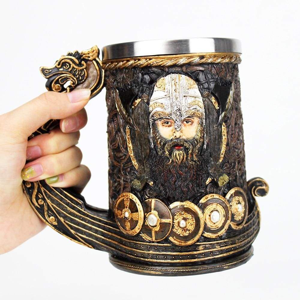DRAKKAR "DRAGON SHIP" VIKING MUG WITH NORSE GOD ODIN