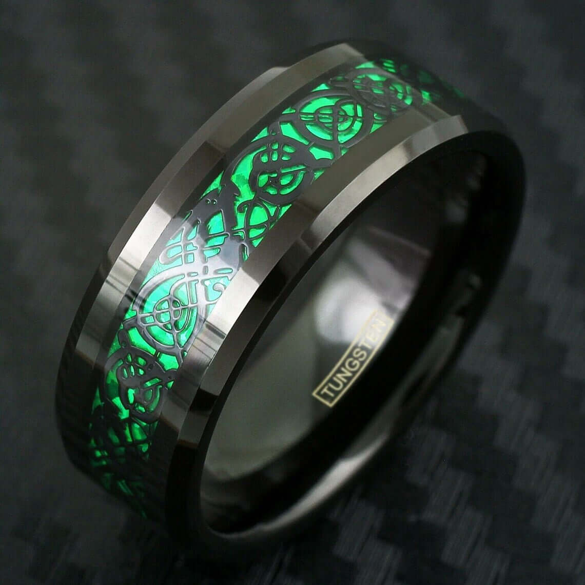 DISCORD LOKI RING WITH GREEN INLAYS