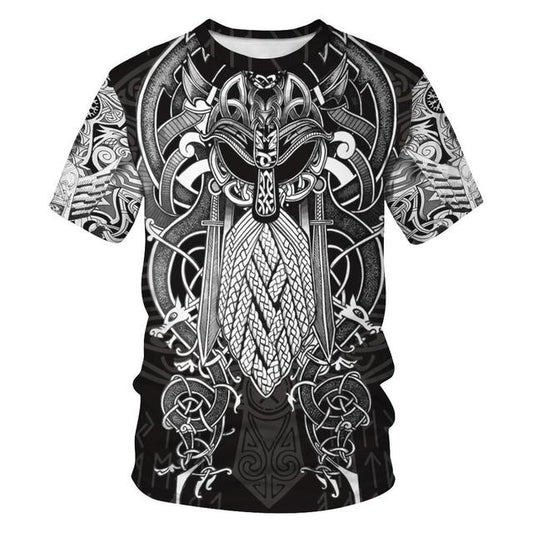 Viking T-Shirt - Odin Tribal Print