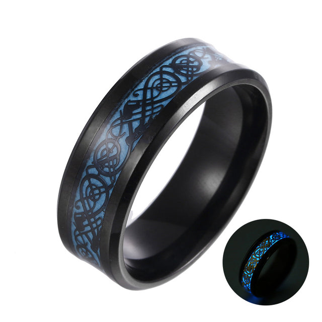 CELTIC DRAGON TUNGSTEN INLAY GLOWING RING