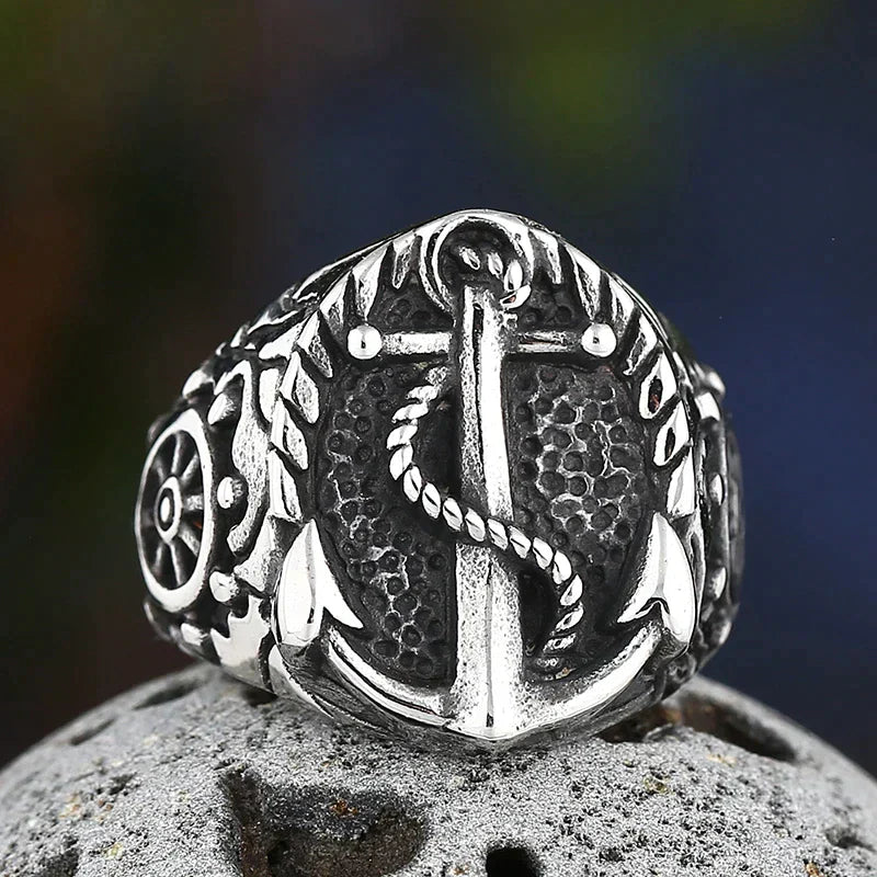 VIKING RING WITH NORDIC ANCHOR