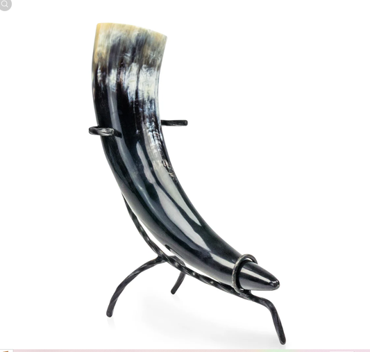 Viking Drinking Horn with Iron Stand