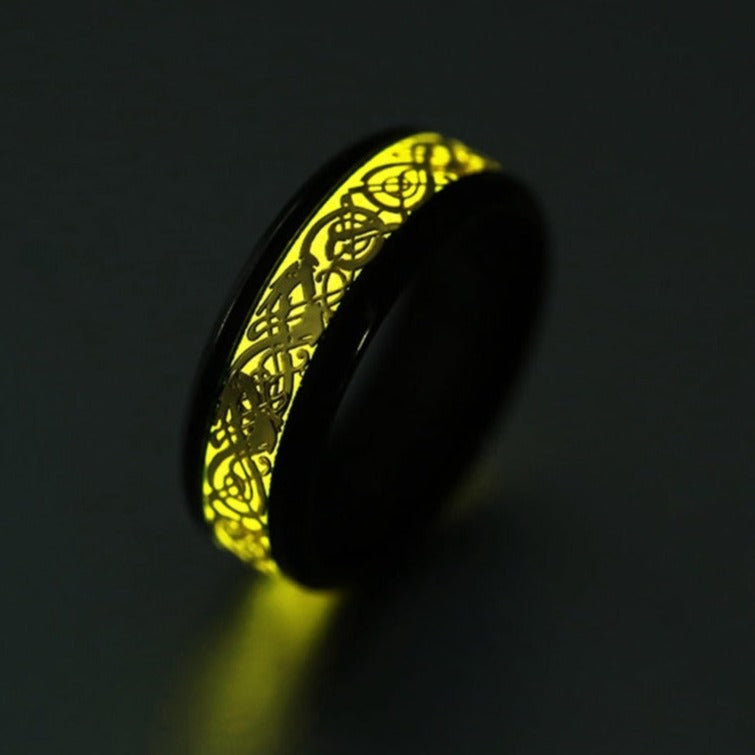 CELTIC DRAGON TUNGSTEN INLAY GLOWING RING