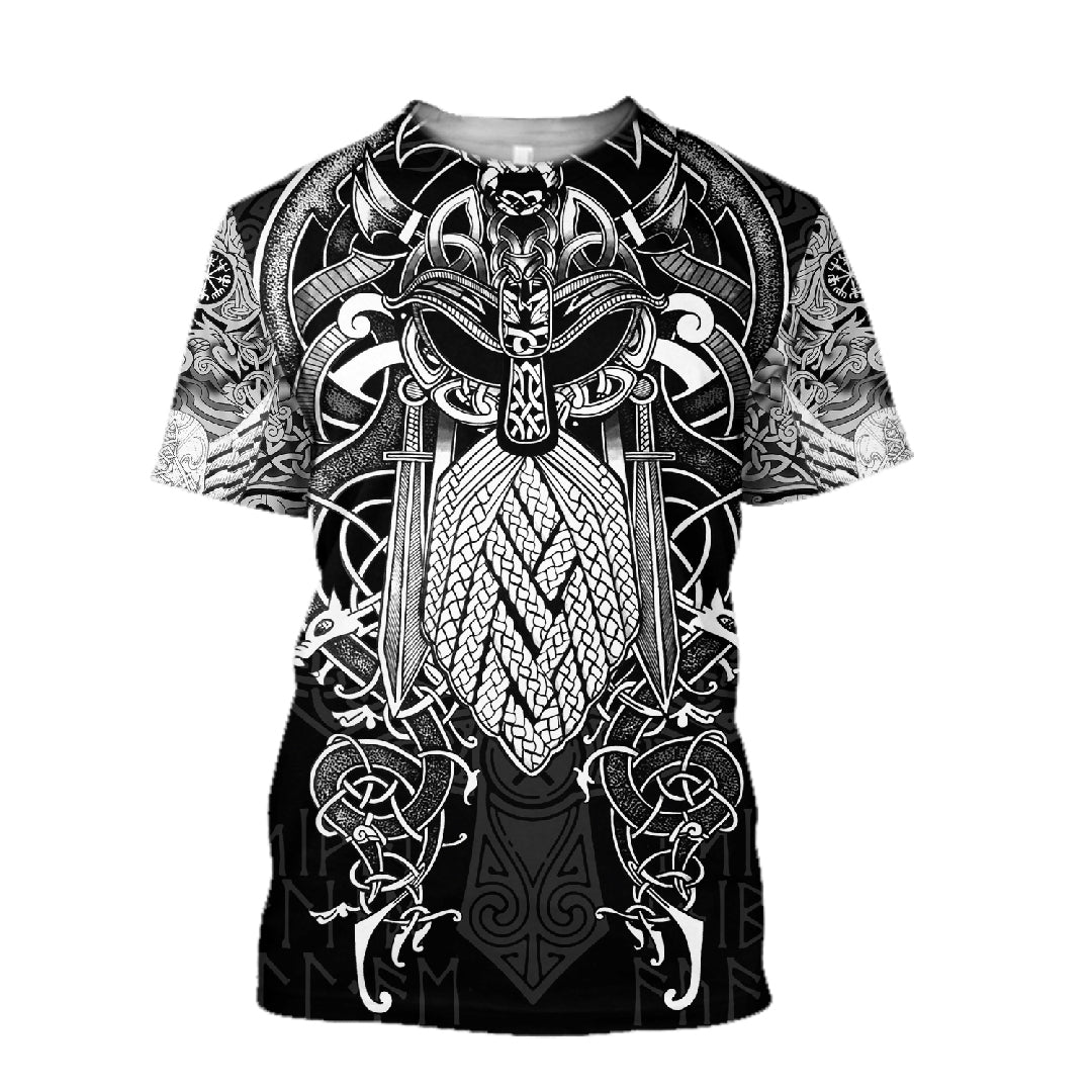 Viking T-Shirt - Odin Tribal Print