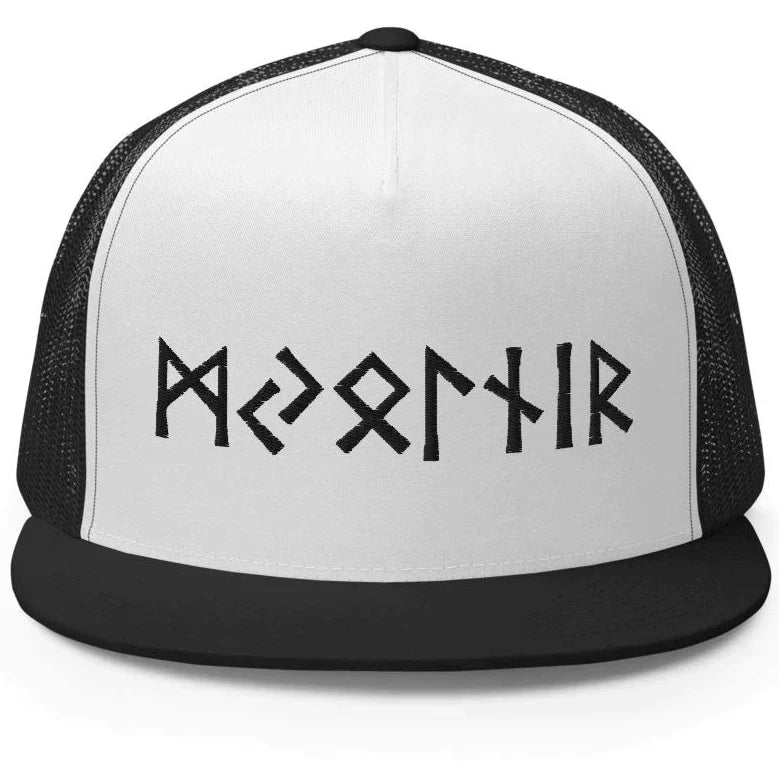 Viking Trucker Cap with Mjolnir in Old Futhark