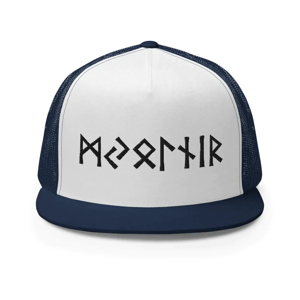 Viking Trucker Cap with Mjolnir in Old Futhark