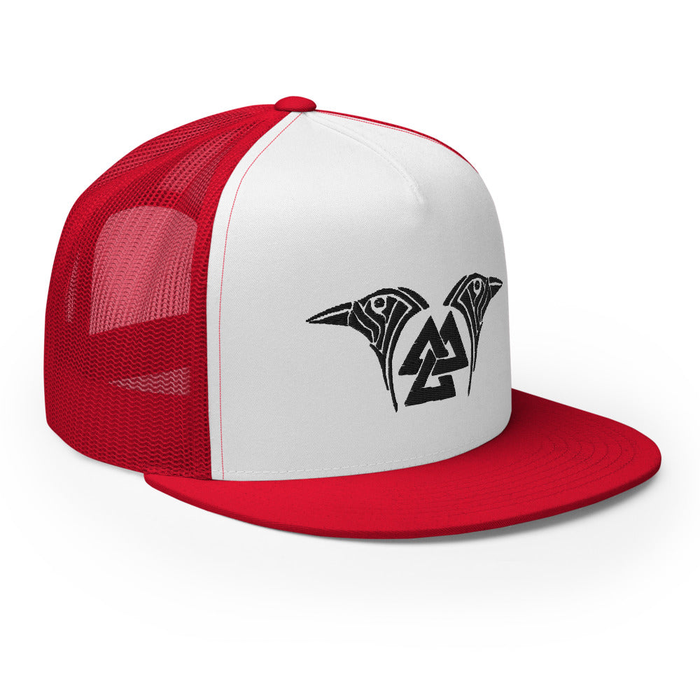 Viking Trucker Cap Valknut and Odins Raven