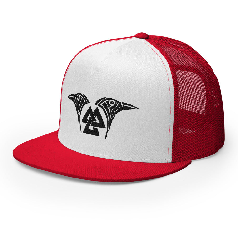 Viking Trucker Cap Valknut and Odins Raven