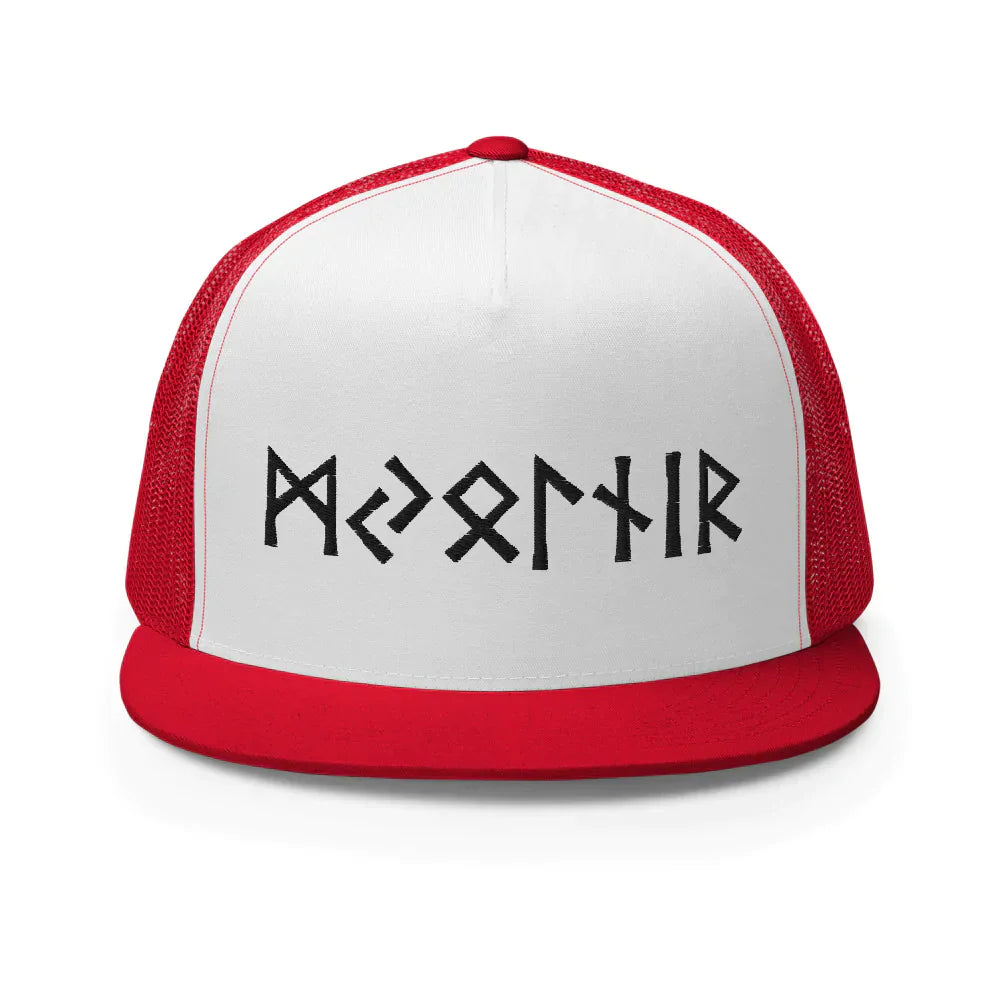 Viking Trucker Cap with Mjolnir in Old Futhark