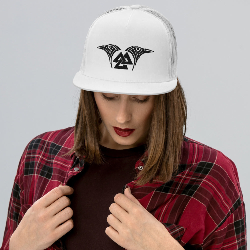 Viking Trucker Cap Valknut and Odins Raven