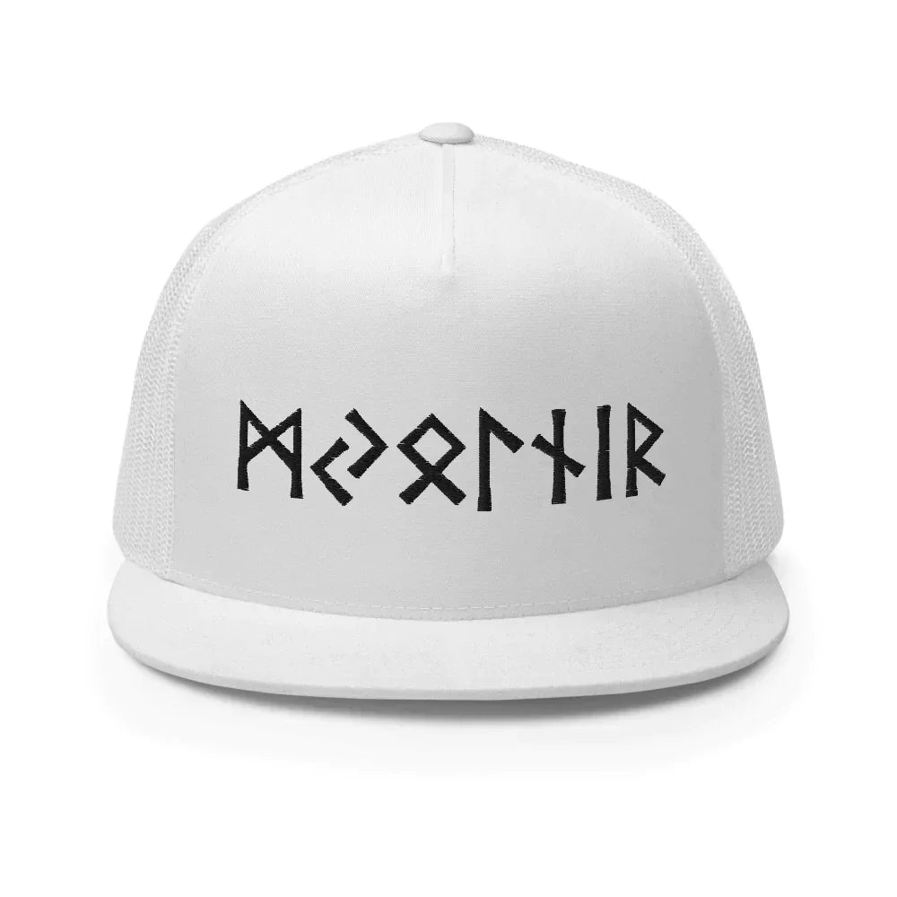 Viking Trucker Cap with Mjolnir in Old Futhark