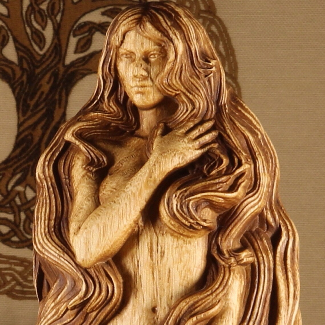 SIF, NORDIC GODDESS OF FERTILITY, WOODEN VIKING STATUE