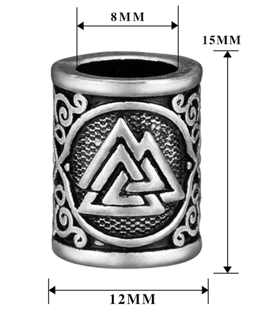 VIKING BEARD BEAD WITH VALKNUT SYMBOL