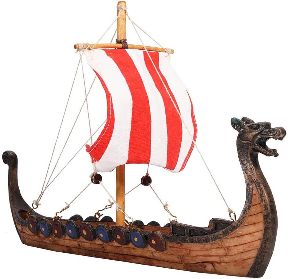 Drakkar Viking Longship Model with Mast and Sail