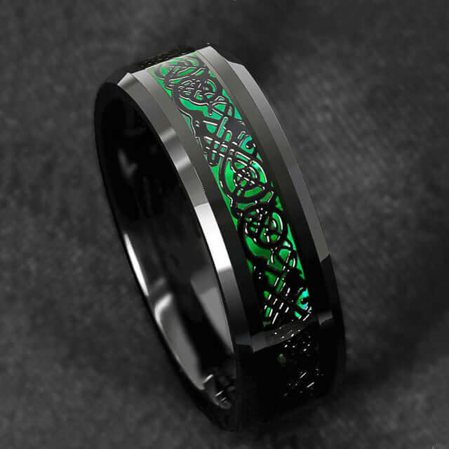 DISCORD LOKI RING WITH GREEN INLAYS