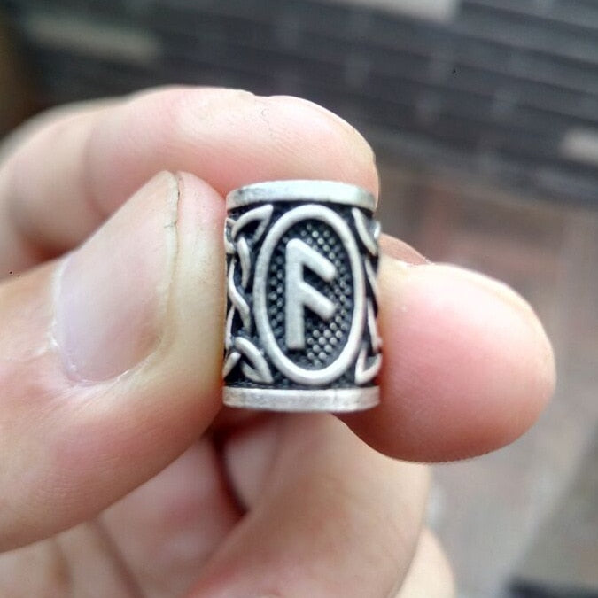 VIKING BEARD BEAD WITH NORDIC RUNES