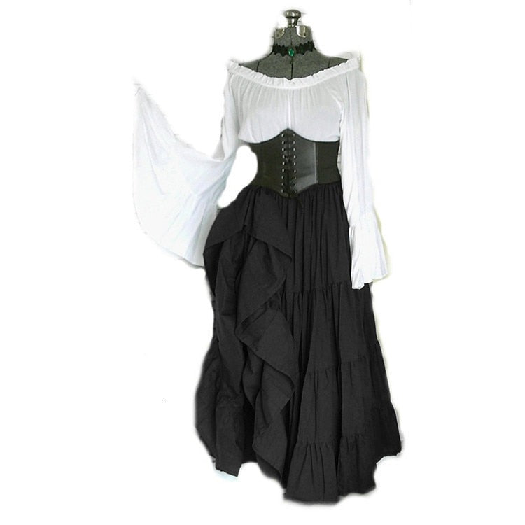 VINTAGE OFF-SHOULDER MEDIEVAL VIKING DRESS