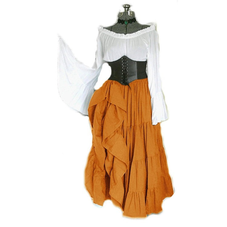 VINTAGE OFF-SHOULDER MEDIEVAL VIKING DRESS