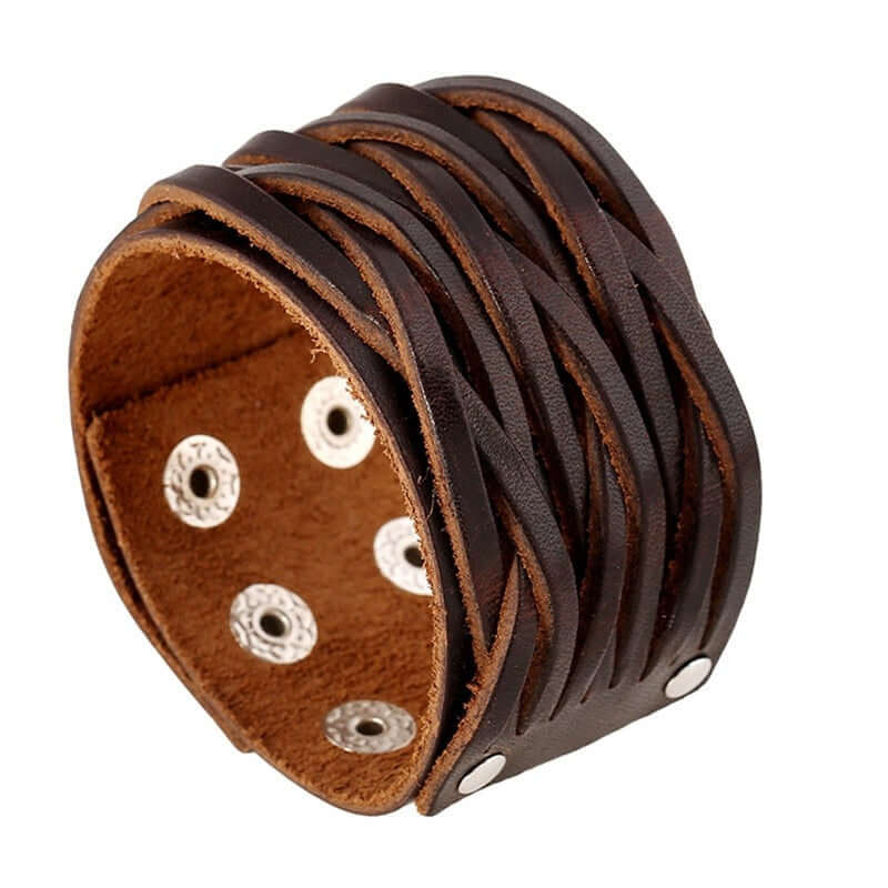 WOVEN LEATHER CUFF BRACELET