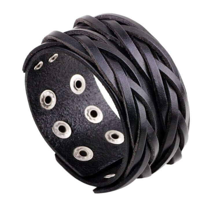 WOVEN LEATHER CUFF BRACELET