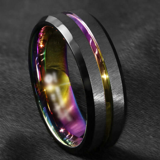 BLACK RAINBOW TUNGSTEN RING