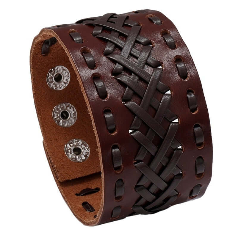 WOVEN LEATHER CUFF BRACELET