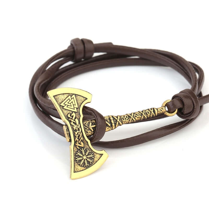 BATTLE AXE WRAP LEATHER BRACELET