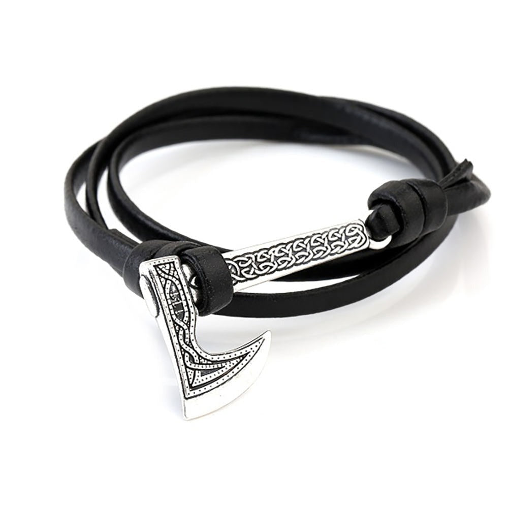 VIKING AXE WRAP LEATHER BRACELET