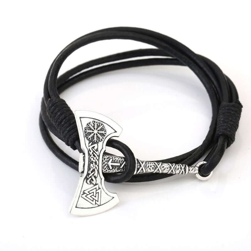 BATTLE AXE WRAP LEATHER BRACELET