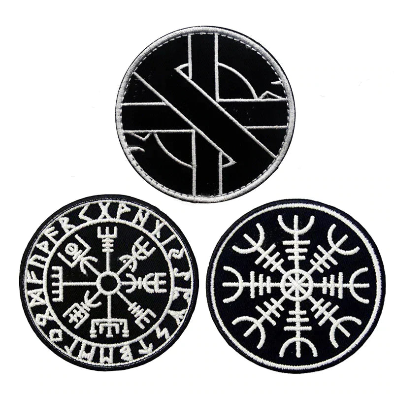 VIKING ODIN COMPASS PATCH - BLACK AND WHITE