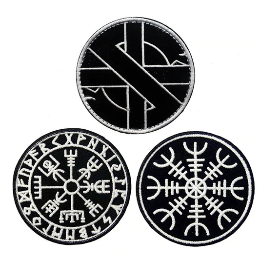 VIKING ODIN COMPASS PATCH - BLACK AND WHITE