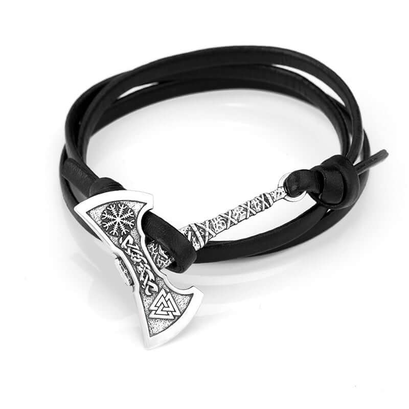 BATTLE AXE WRAP LEATHER BRACELET