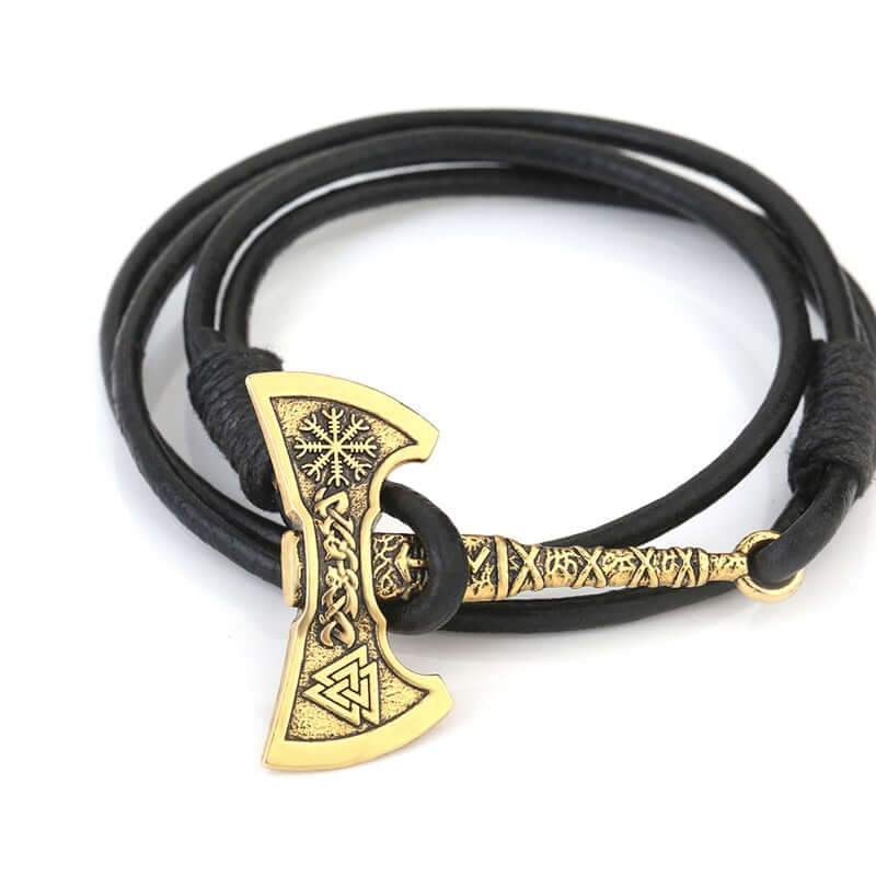 BATTLE AXE WRAP LEATHER BRACELET