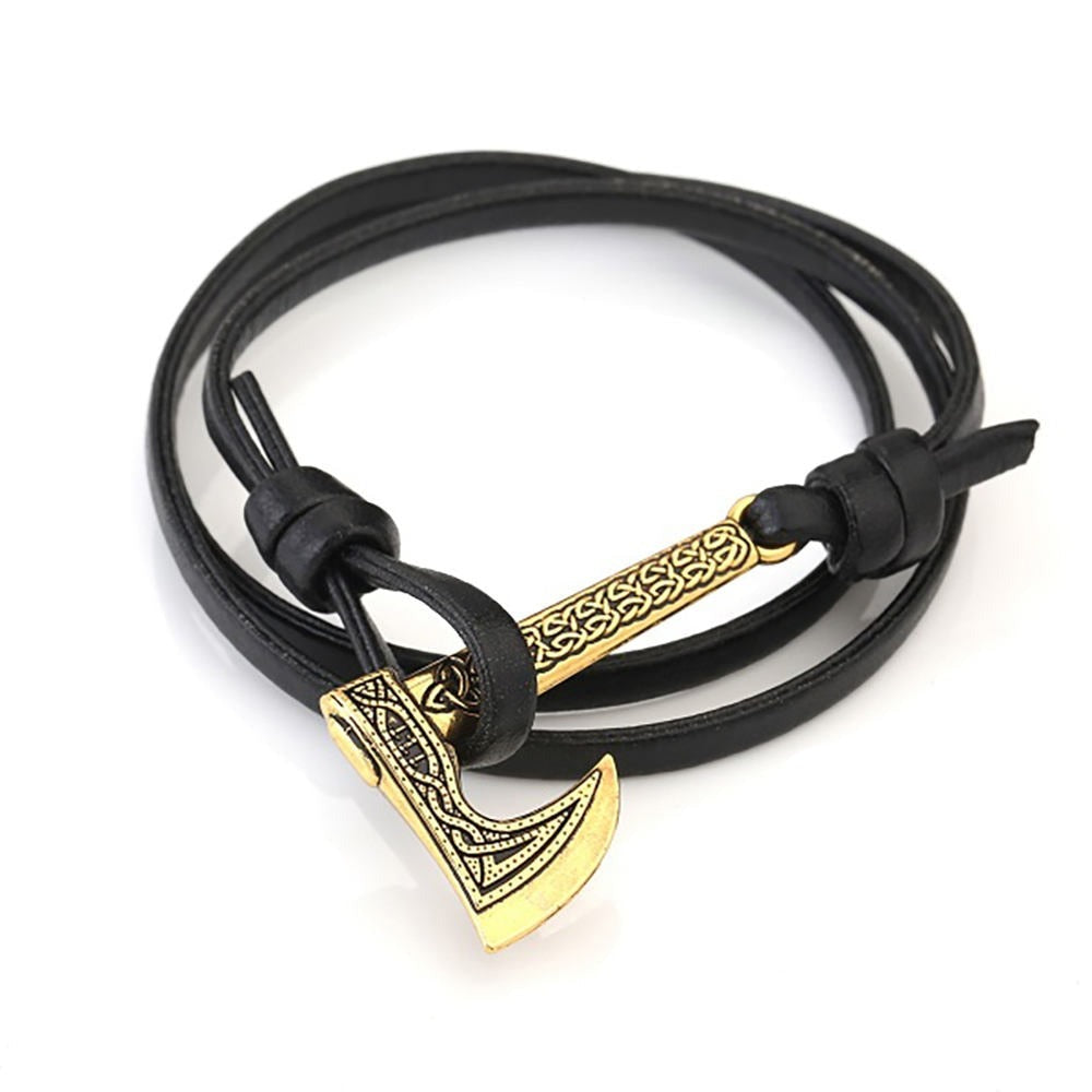 VIKING AXE WRAP LEATHER BRACELET