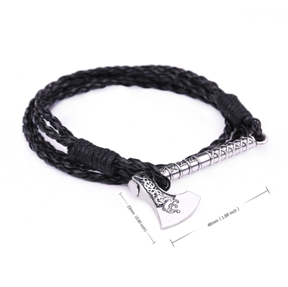 VIKING AXE WRAP LEATHER BRACELET