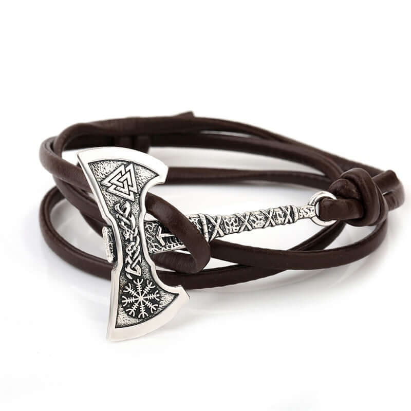 BATTLE AXE WRAP LEATHER BRACELET