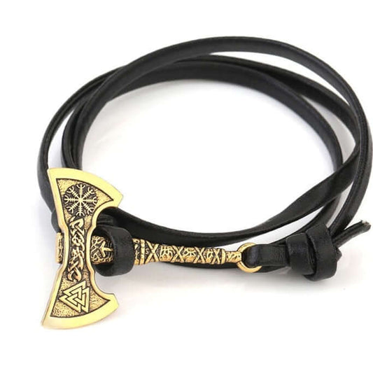 BATTLE AXE WRAP LEATHER BRACELET