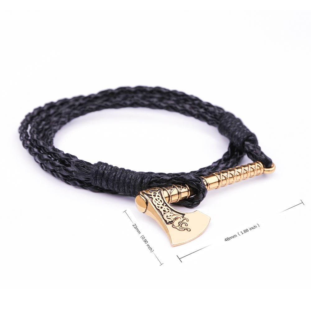 VIKING AXE WRAP LEATHER BRACELET