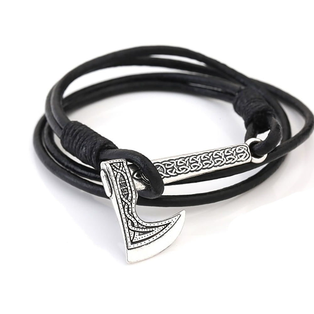 VIKING AXE WRAP LEATHER BRACELET