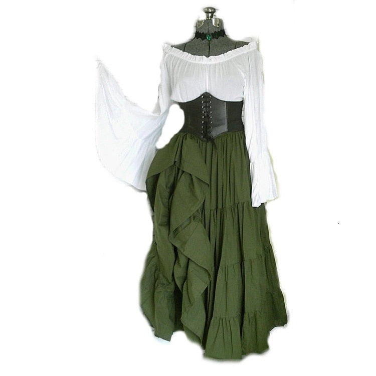 VINTAGE OFF-SHOULDER MEDIEVAL VIKING DRESS