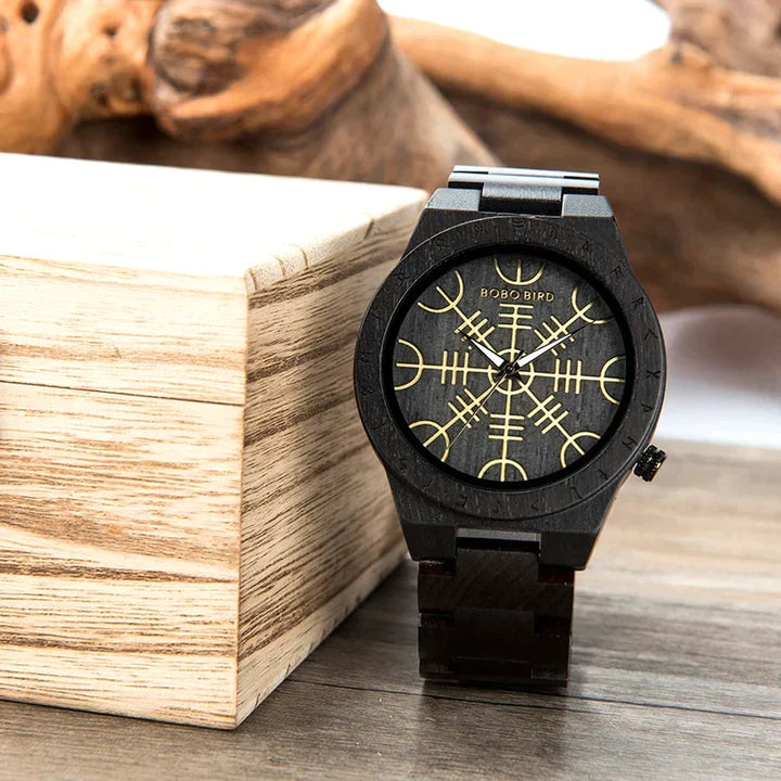 BLACK VIKING WATCH WITH HELM OF AWE DIAL