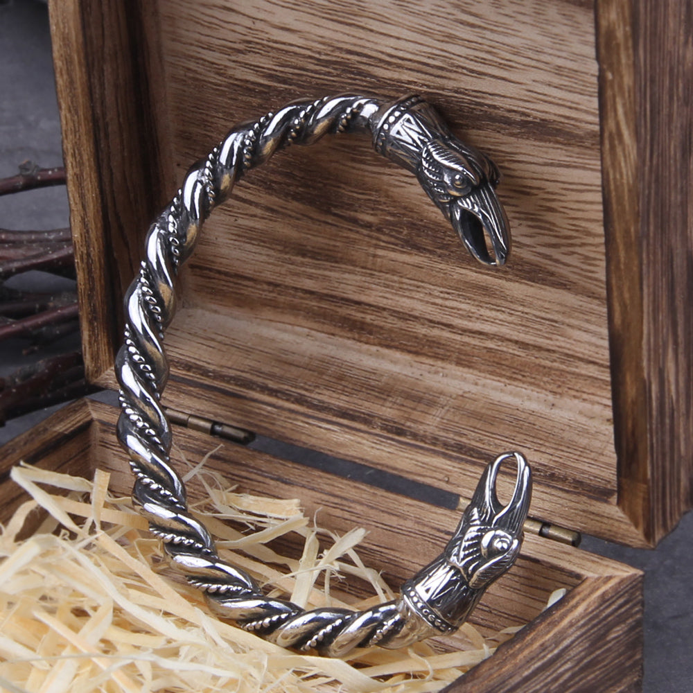 VIKING ARM RING - HUGINN AND MUNINN RAVENS