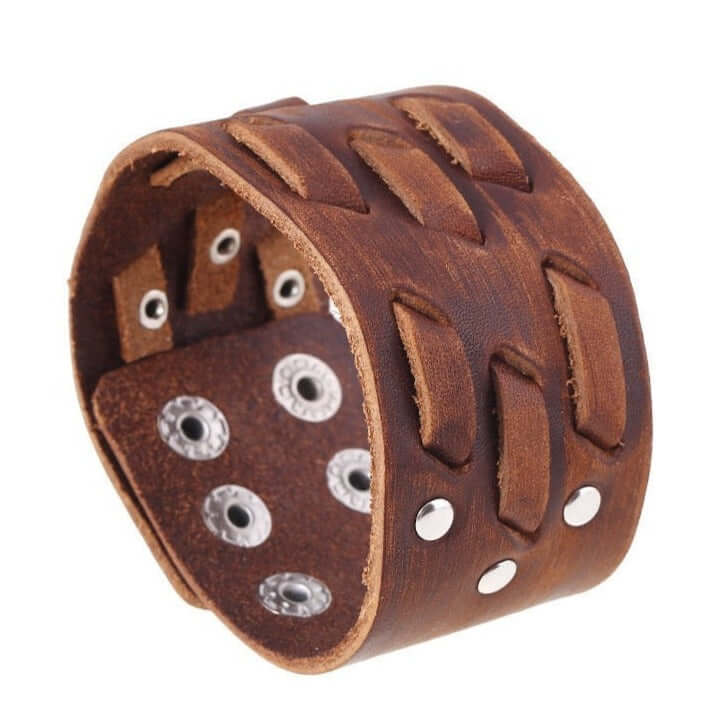 WOVEN LEATHER CUFF BRACELET