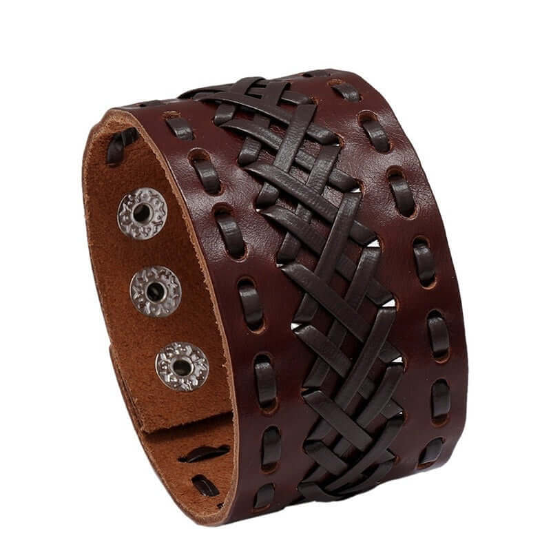 WOVEN LEATHER CUFF BRACELET