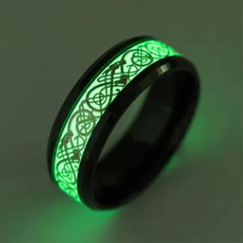 CELTIC DRAGON TUNGSTEN INLAY GLOWING RING