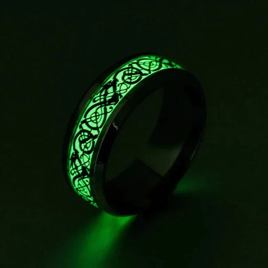 CELTIC DRAGON TUNGSTEN INLAY GLOWING RING